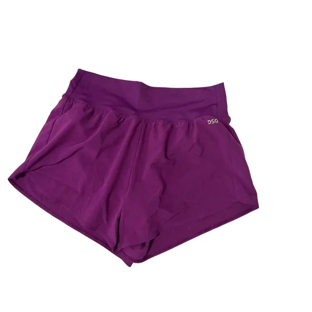 NWT DSG Girls Vibrant Violet Lightweight Knit Waistband Stride Shorts Size Large